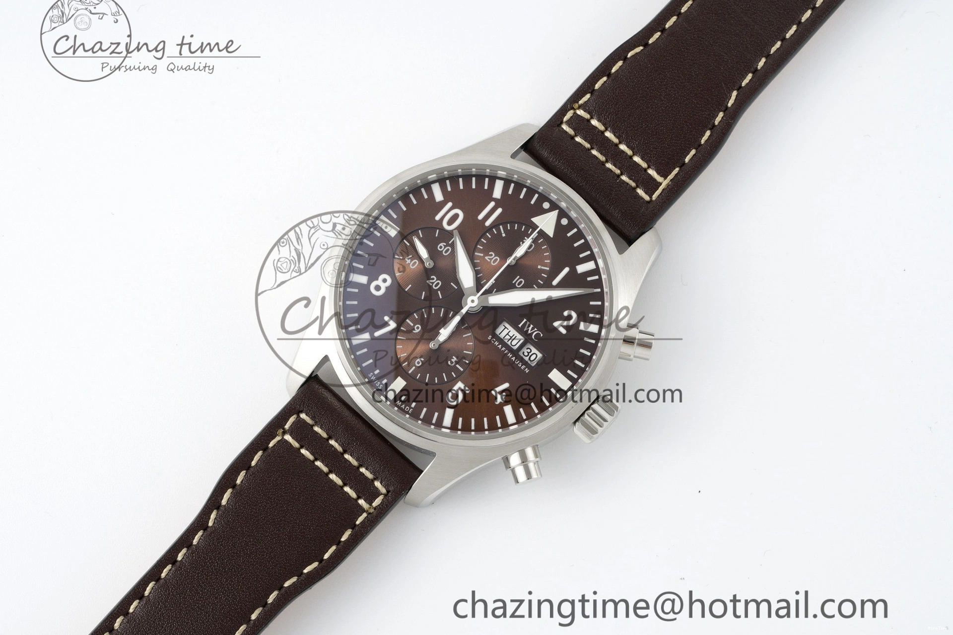 MIROTIME 1222 Thermal Pilot Chrono SS AZF 1:1 Best Edition Brown Dial on Brown Leather Strap A 7062